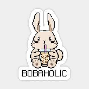 Bobaholic Pixel Bunny Loves Boba Tea! Sticker